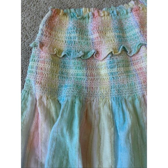 NWOT LoveShackFancy Camilla Skirt Pastel Rainbow Gold, Med $225 C43 - Picture 4 of 7